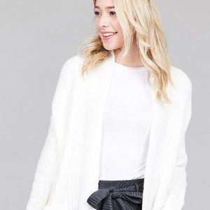 LADIES FASHION DOLMEN SLEEVE OPEN FRONT CARDIGAN